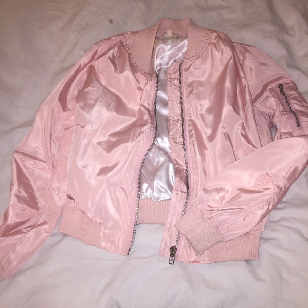 Baby pink bomber jacket